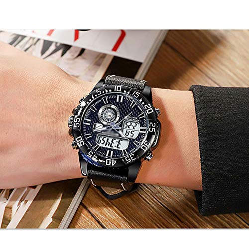 Reloj electrónico Deportivo Juvenil, Reloj Deportivo de Negocios con cinturón Impermeable para Hombres, Puntero + Pantalla Digital, Luminoso, con Calendario mensual y Semana E