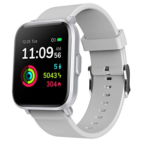 Reloj Inteligente Hombre Mujer, GRDE Smartwatch Fitness 24H Monitor de Oxigeno(SpO2)/Ritmo Cardíaco/Sueño 5ATM Impermeable Reloj GPS Running con 18 Modo Deportivos, Reloj Pantalla Táctil con Podómetr