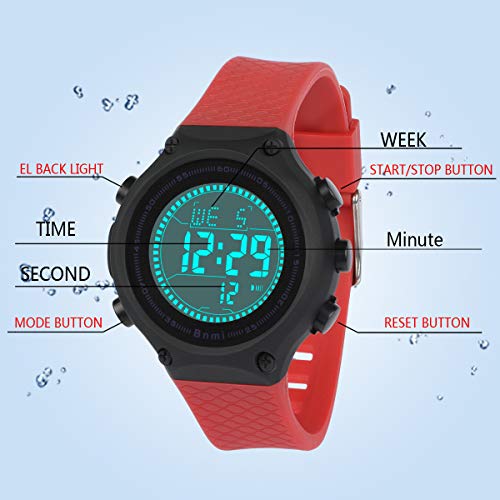 Reloj Niños Digital,Reloj Adolescente Impermeable con Deporte Digital al aire Libre con Reloj Despertador / Cronómetro / EL Relojes de pulsera Ligeros para Adolescentes Niños