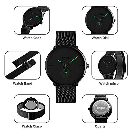 Relojes para Hombres, KOTIME De Moda Casual Hombre Relojes De Malla Ultra Fino Negro para Hombres Relojes Deportivo Reloj Hombre de Cuarzo Impermeable (Verde)