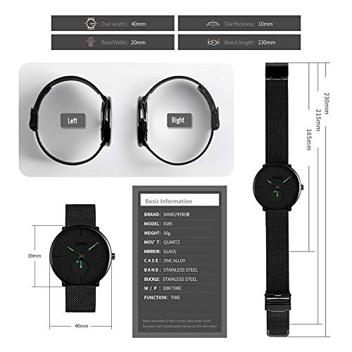 Relojes para Hombres, KOTIME De Moda Casual Hombre Relojes De Malla Ultra Fino Negro para Hombres Relojes Deportivo Reloj Hombre de Cuarzo Impermeable (Verde)