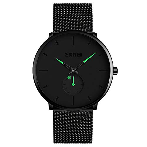 Relojes para Hombres, KOTIME De Moda Casual Hombre Relojes De Malla Ultra Fino Negro para Hombres Relojes Deportivo Reloj Hombre de Cuarzo Impermeable (Verde)