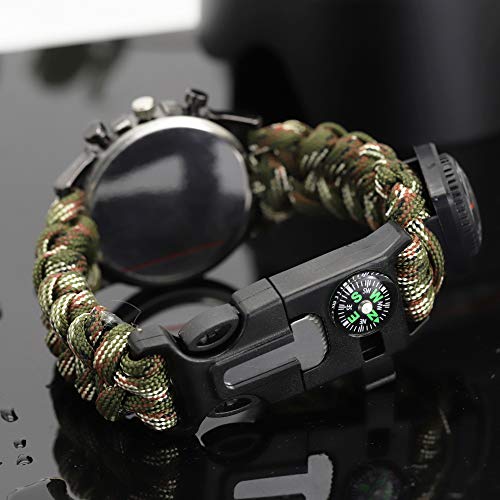 Relojes Supervivencia Militar Multifuncional Relojes Brújula para Hombre Relojes Termometro Camuflaje, Ejercito Verde