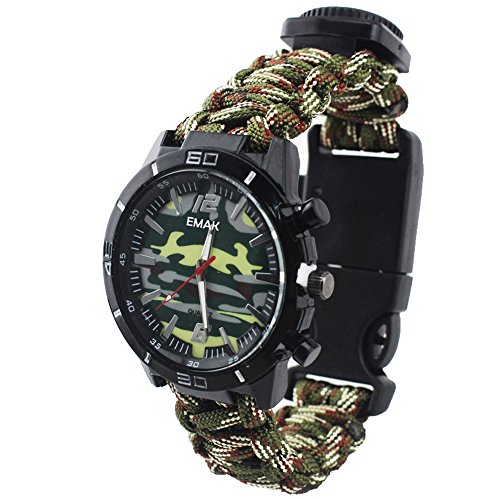 Relojes Supervivencia Militar Multifuncional Relojes Brújula para Hombre Relojes Termometro Camuflaje, Ejercito Verde