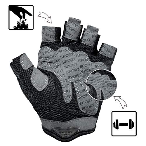 Remebe Guantes Gimnasio para Hombre y Mujer, Guantes de Fitness, Guantes de Entrenamiento, Gym Guantes Transpirable con Protección Completa de Muñeca y Palma para Levantamiento de Pesas (L)