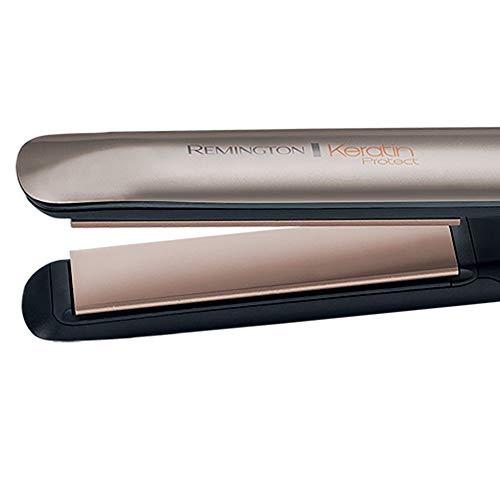 Remington S8540 Keratin Protect - Plancha de Pelo, Cerámica, Digital, Keratina y Aceite de Almendras, Resultados Profesionales, Marrón Oro