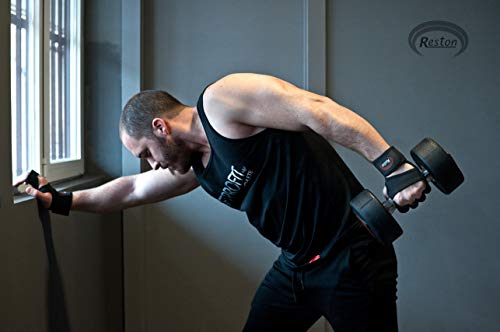 RESTON Calleras de Crossfit Antideslizantes, Gloves, Guantes con simetría interdigital, Ideales para Calistenia, Halterofilia, Levantamiento de Pesas, Dominadas, Fitness, Musculacion, Kettlebell
