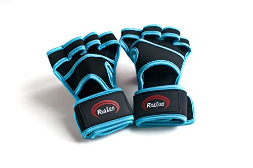 RESTON Calleras de Crossfit Antideslizantes, Gloves, Guantes con simetría interdigital, Ideales para Calistenia, Halterofilia, Levantamiento de Pesas, Dominadas, Fitness, Musculacion, Kettlebell