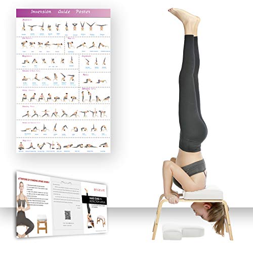 Restrial Life Yoga Headstand Bench- Silla de Yoga de pie para la Familia, el Gimnasio - Almohadillas de Madera y PU - Alivie la Fatiga y desarrolle el Cuerpo