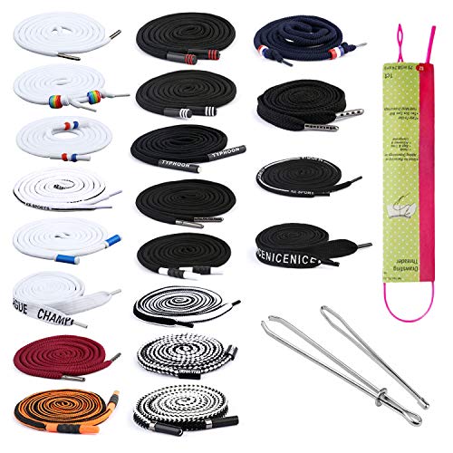 RETON 20 piezas cordones de repuesto, cuerda de cordón de algodón con 3 piezas de fácil flexible Threader Kit de herramientas para pantalones sudadera con capucha Scrubs chaquetas pantalones cortos