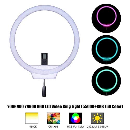RGB LED de luz de vídeo Fotografía de vídeo de llamada Luz 5500K + RGB a todo color con el regulador remoto for selfie vídeo en directo Luz de Relleno de Fotografía ( Color : White , Size : One size )