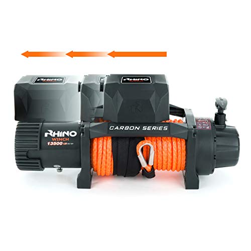 Rhino - Cabrestante Eléctrico 6125 kg Serie de Carbono - Sistema Inalámbrico - 12 V - Cuerda Sintetica