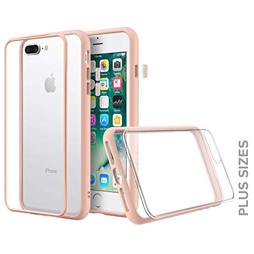 RhinoShield Funda Modular Compatible con [iPhone 7 Plus / 8 Plus] | Mod NX - Funda Protectora de Impactos - Compatible con Cargador inalámbrico - Bumper Rosa con Placa Trasera Transparente