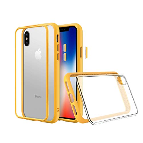 RhinoShield Funda Modular Compatible con [iPhone X] | Mod NX - Funda Protectora Resistente a Impactos - Compatible con Cargador inalámbrico - Bumper Amarillo con Placa Trasera Transparente.