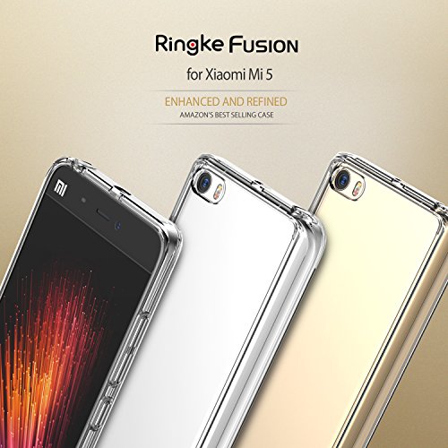 Ringke Xiaomi Mi 5 Case Funda, [Fusion] Crystal Clear PC Back TPU Bumper [Drop Protection/Shock Absorption Technology][Attached Dust Cap] For Xaomi MI 5 - Clear