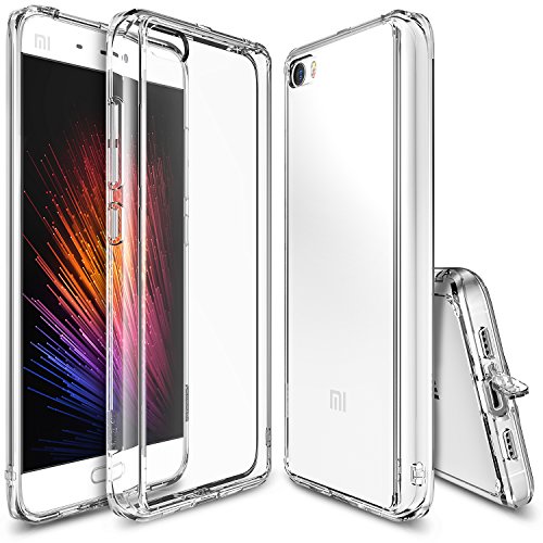 Ringke Xiaomi Mi 5 Case Funda, [Fusion] Crystal Clear PC Back TPU Bumper [Drop Protection/Shock Absorption Technology][Attached Dust Cap] For Xaomi MI 5 - Clear