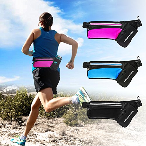 Riñonera Running cintura cinturón deportiva Belt botella titular Fitness impermeable cintura bolsa de transporte para Correr, ciclismo viajar senderismo y Bum Bag bolsa para iPhone Samsung Smartphones