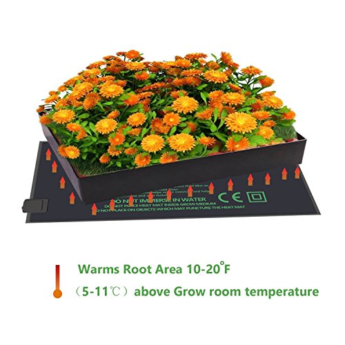 RIOGOO Placa calefactora para Invernadero, germinación, jardín hidropónico, terrario - Marcado CE - 18W de Potencia - Medidas 24 x 52 cm