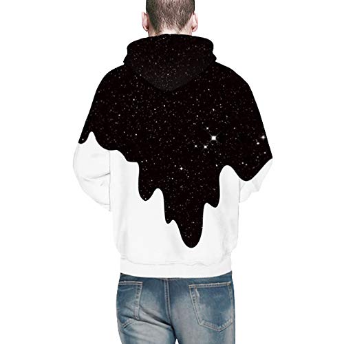 riou Hombre Unisex Sudaderas con Capucha Impreso Arte Suéter Cuello Redondo de Mangas Largas con Varios Estilos Sudadera (Negro, S/M)