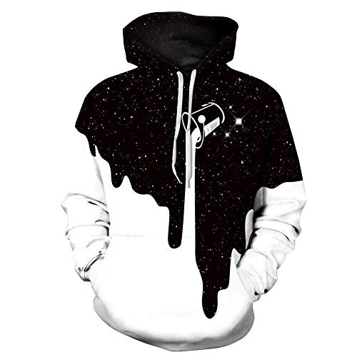 riou Hombre Unisex Sudaderas con Capucha Impreso Arte Suéter Cuello Redondo de Mangas Largas con Varios Estilos Sudadera (Negro, S/M)