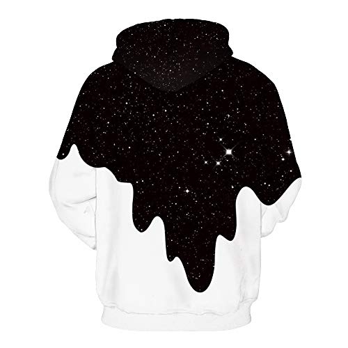 riou Hombre Unisex Sudaderas con Capucha Impreso Arte Suéter Cuello Redondo de Mangas Largas con Varios Estilos Sudadera (Negro, S/M)