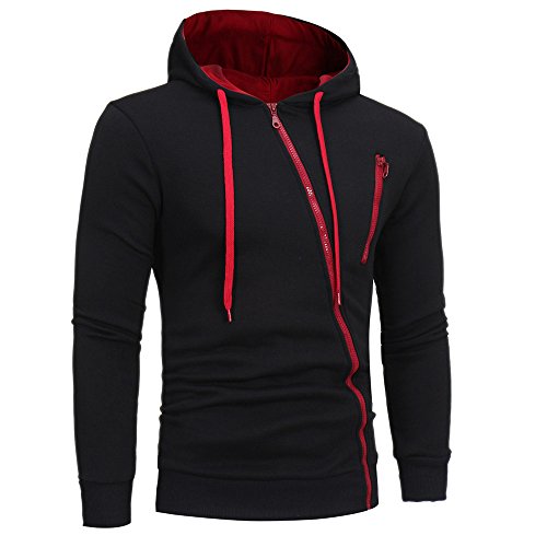 riou Sudadera con Capucha de Cremallera de Manga Larga Slim Fit para Hombre con Blusa Outwear de Bolsillo Chaqueta Irregular de la Personalidad