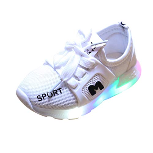 Riou Zapatos LED Niños Niñas 7 Color Zapatillas Deportivas Unisex Zapatillas de Correr Transpirables Antideslizante Zapatillas Ligeras Chicos Chicas Zapatos Calzado