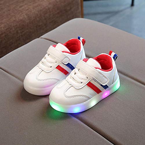 Riou Zapatos LED Niños Niñas Zapatillas Deportivas Unisex Calzado Rayas Antideslizante Bebe Chicos Chicas Zapatos Calzado Fitness Sneakers Ligero Transpirable