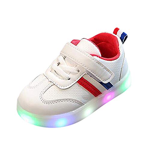 Riou Zapatos LED Niños Niñas Zapatillas Deportivas Unisex Calzado Rayas Antideslizante Bebe Chicos Chicas Zapatos Calzado Fitness Sneakers Ligero Transpirable