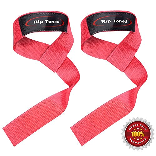 Rip Toned Lifting Straps (Pair) - Smaller Wrists - For Weightlifting, Crossfit, Bodybuilding, Strength Training, Powerlifting, MMA Cotton Neoprene Padded (Pink)