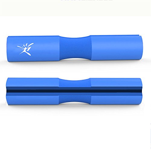Risefit - Almohadilla protectora con correas de seguridad, perfecta para el cuello y hombros, para sentadillas, estocadas, torsiones de cadera; apta para barras olímpicas y estándares, azul
