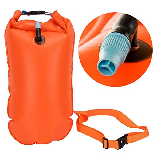 RJRK Inflatable Swim Buoy Safety Float Waterproof Air Dry Bag,For Open Water Swimming Triathletes Kayakers and Snorkelers Safe Swim Training