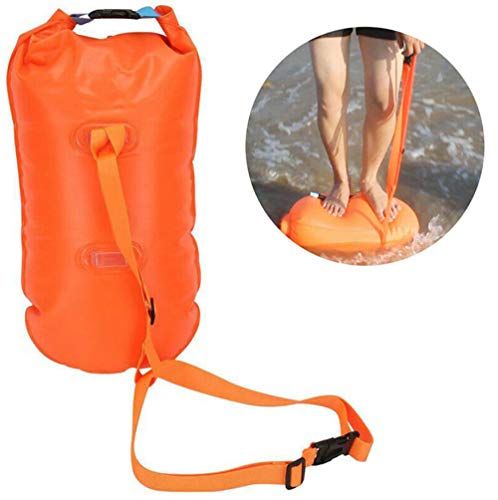 RJRK Inflatable Swim Buoy Safety Float Waterproof Air Dry Bag,For Open Water Swimming Triathletes Kayakers and Snorkelers Safe Swim Training
