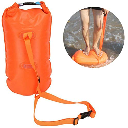 RJRK Inflatable Swim Buoy Safety Float Waterproof Air Dry Bag,For Open Water Swimming Triathletes Kayakers and Snorkelers Safe Swim Training