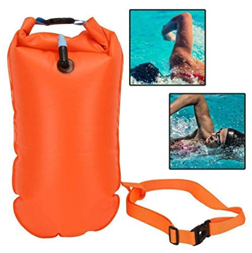 RJRK Inflatable Swim Buoy Safety Float Waterproof Air Dry Bag,For Open Water Swimming Triathletes Kayakers and Snorkelers Safe Swim Training