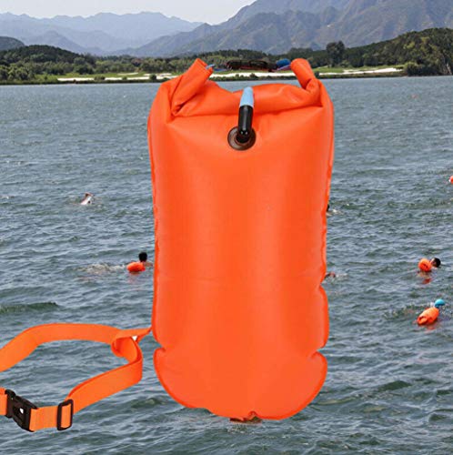 RJRK Inflatable Swim Buoy Safety Float Waterproof Air Dry Bag,For Open Water Swimming Triathletes Kayakers and Snorkelers Safe Swim Training
