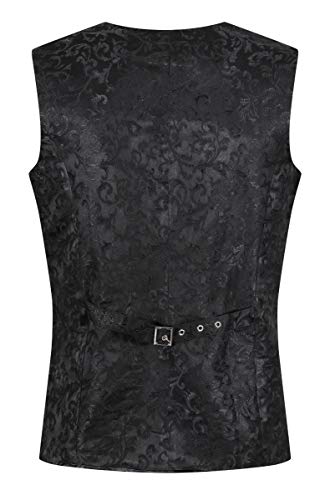 Ro Rox Chaleco Brocado Formal para Hombres de Gótico Steampunk Negro (XXX-Large)