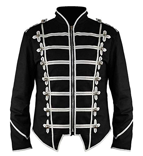 Ro Rox Chaqueta Ajustada de Desfile Militar Punk Percusionista - Negro & Blanco (para Hombres L)