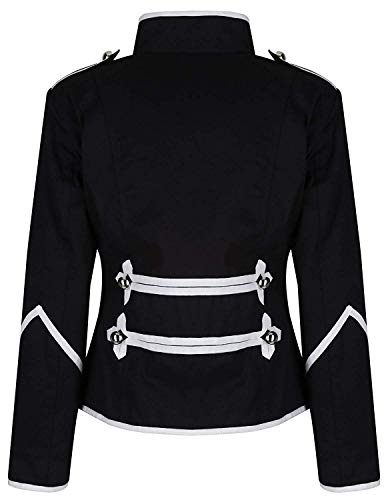 Ro Rox Chaqueta de Percusionista para Mujer Desfile Militar EMO Punk - Negro & Plata (ES 38)
