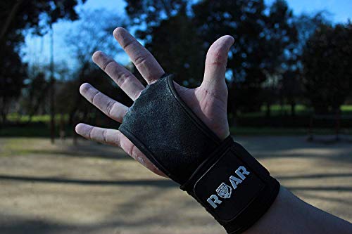 Roar® Calleras para Crossfit Hombre, Calleras Crossfit Mujer, Guantillas Gimnasio, Calleras Gimnasia artistica, Crossfit Hand Grips, Callera Calistenia,Cuero Sintético, Grip Gloves, Cayeras (L)