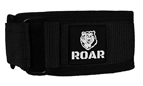 Roar® Cinturón Lumbar Gimnasio, Cinturon Gimnasio Hombre y Mujer, Cinturon Halterofilia, Powerlifting, Crossfit, Levantamiento Peso, Musculacion, Cinturon Gym Hombre, Cinturon Pesas (Negro, XS)