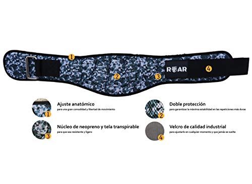 Roar® Cinturón musculación para Entrenamiento de Levantamiento de Peso Crossfit Powerlifting Halterofilia Pesas Gimnasio (Camuflaje, XS)