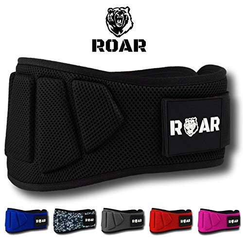 Roar® Cinturón musculación para Entrenamiento de Levantamiento de Peso Crossfit Powerlifting Halterofilia Pesas Gimnasio (Negro, M)