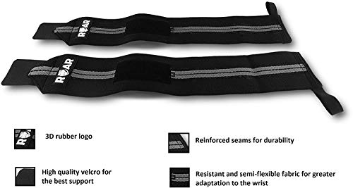 Roar® Muñequeras Deportivas, Muñequeras Crossfit Hombre y Mujer, Muñequeras Gym Hombre, Wrist Wraps, Muñequera Crossfit, Muñequeras Gimnasio, Calistenia, Musculacion, Halterofilia (Gris)