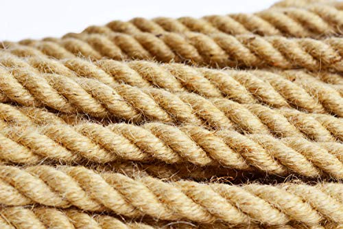 Roban Fashion® - Cuerda de yute 100% natural, 6 mm - 60 mm, cuerda de cáñamo natural, cuerda decorativa para jardín, pasamanos, mascotas, barcos, cuerda multiusos, cuerda de sisal
