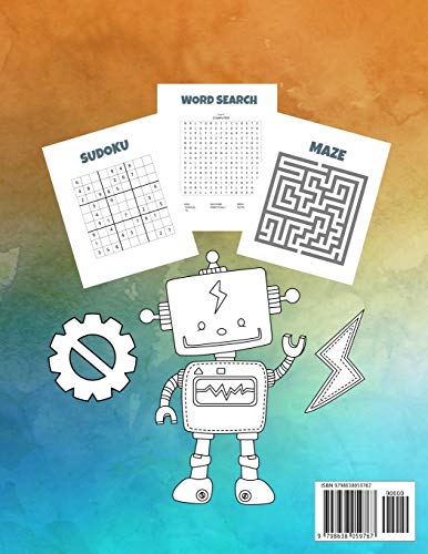 Robot Coloring And Activity Book For Kids: For Boys And Girls, Pages With Mazes. Sudoku And Word Searches