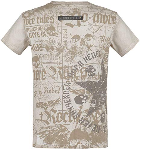 Rock Rebel by EMP Rebel Soul Hombre Camiseta Beige S, 100% algodón, Regular