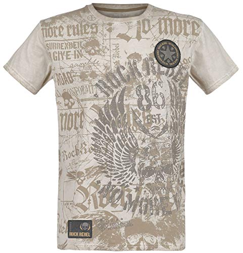 Rock Rebel by EMP Rebel Soul Hombre Camiseta Beige S, 100% algodón, Regular