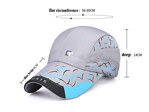 RockFox Outlet - Gorra Deportiva Ligera de Secado rápido para Exteriores, protección Solar, Gorra de béisbol, Tenis, Golf, Senderismo, Caza, Camping, Pesca, Playa, Viajes, Gris