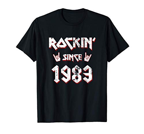 Rockin Desde 1983 Regalos De Cumpleaños 37 Años Hard Rock Camiseta